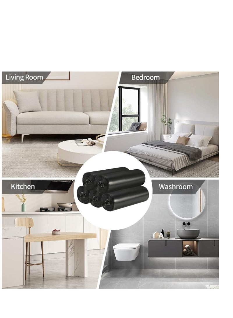 Terabyte 5 لفات أكياس قمامة صغيرة، 4 جالون من مادة رقيقة قوية، أكياس قمامة مطبخ قابلة للتخلص، أكياس قمامة بلاستيكية متينة لمكتب المنزل غرفة النوم حديقة سلة النفايات، 100 قطعة (أسود) - Image 4