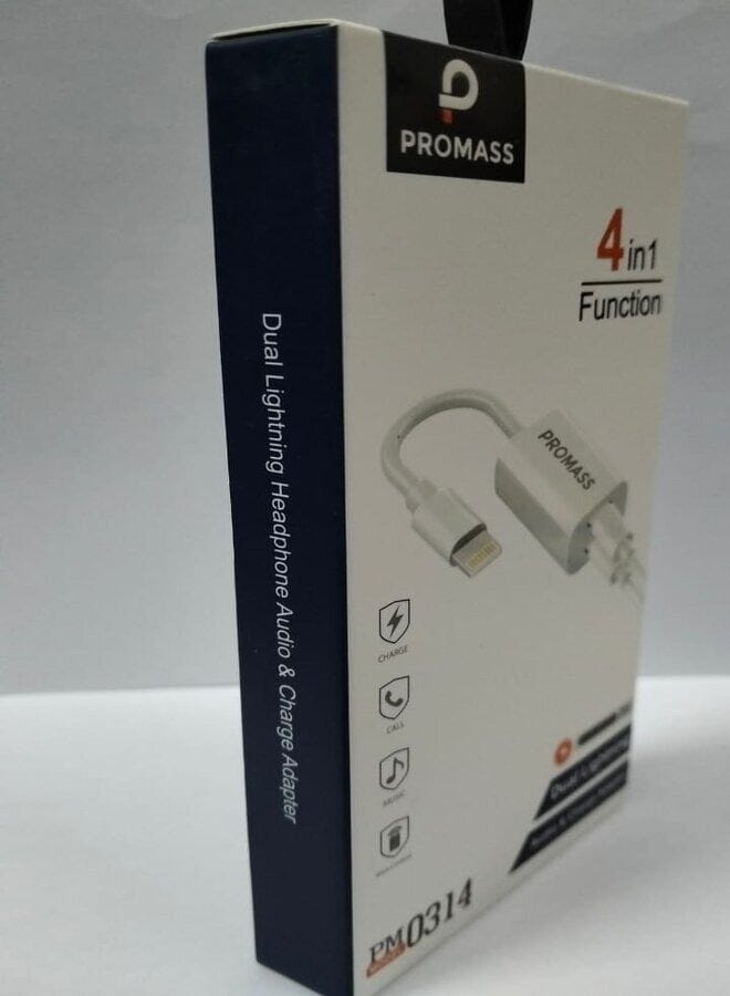 PROMASS Charger And Headphone Cable 4 In 1 Original For Iphone, White Color From Promas - Image 2