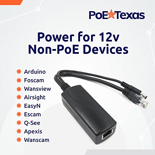 PoE Texas IEEE 802.3af 12v Splitter - Power Over Ethernet Single PoE Splitter 12v 12w Gigabit Data - Active Opto-Isolated Protection for 12 Volt DC Powered Devices, IP Camera, Foscam, Arduino - Image 5