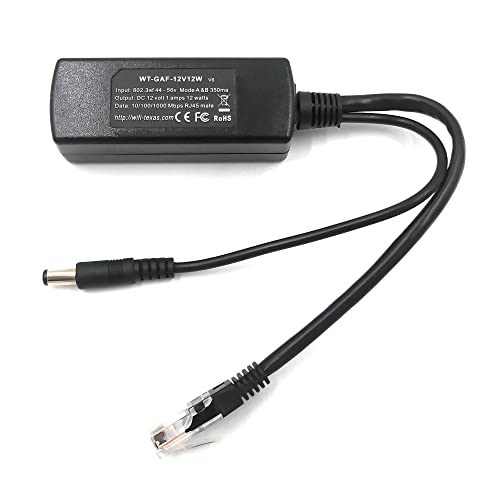 PoE Texas IEEE 802.3af 12v Splitter - Power Over Ethernet Single PoE Splitter 12v 12w Gigabit Data - Active Opto-Isolated Protection for 12 Volt DC Powered Devices, IP Camera, Foscam, Arduino - Image 1