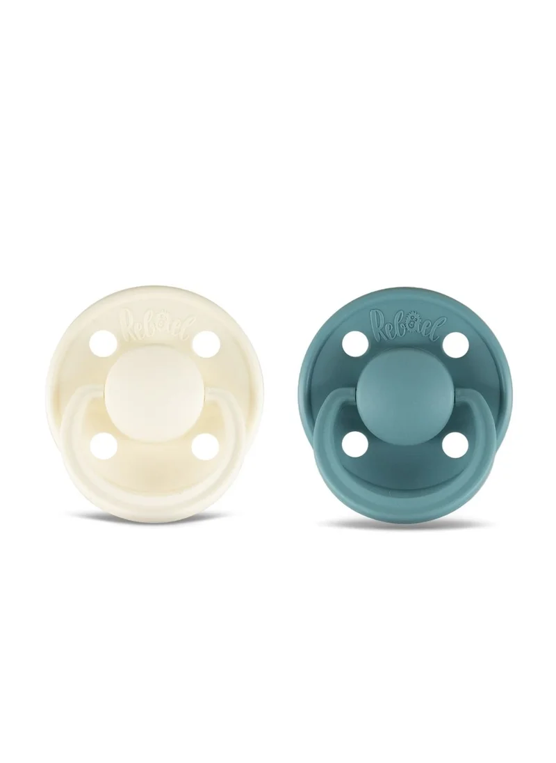 Rebael Rebael Mono Natural Rubber Round Pacifier Size 1 - Baby 0-6M (2-pack) - Champagne/Powder