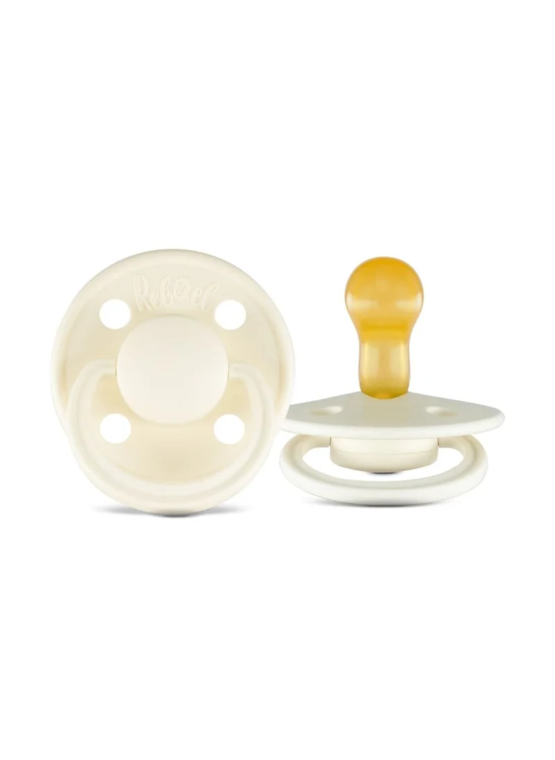 Rebael Rebael Mono Natural Rubber Round Pacifier Size 1 - Baby 0-6M (2-pack) - Champagne/Powder