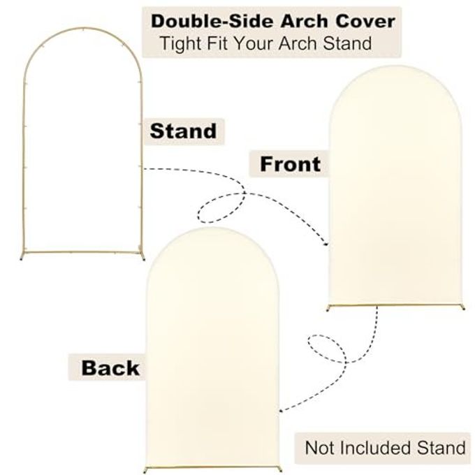 NSSONBEN 7.2Ft Beige Arch Backdrop Cover For 7.2Ft Arch Stand, Wrinkle Free Stretchy Spandex Wedding Arch Covers, Decor Party Birthday Baby Shower Graduation Photo Round Top Chiara Arch Cover - Image 3