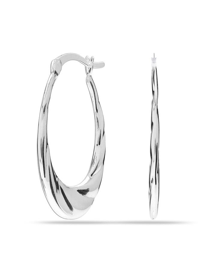 LeCalla 925 Sterling Silver Shrimp Classic Diamond-Cut Light-Weight Hoop Earrings for Women, Samll, Sterling Silver, No Gemstone - Image 4