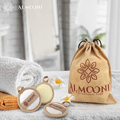 Almooni Natural Loofah Exfoliating Facial Scrubber, Made with Natural Egyptian Shower Loofah Sponge, Bath Shower Loofah Sponge for Women and Men, for Face That Gets You Clean - 6 Count (1 Pack) - Image 5