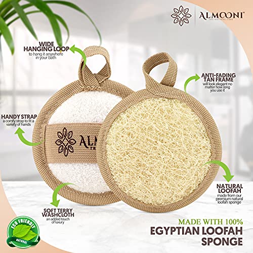 Almooni Natural Loofah Exfoliating Facial Scrubber, Made with Natural Egyptian Shower Loofah Sponge, Bath Shower Loofah Sponge for Women and Men, for Face That Gets You Clean - 6 Count (1 Pack) - Image 2