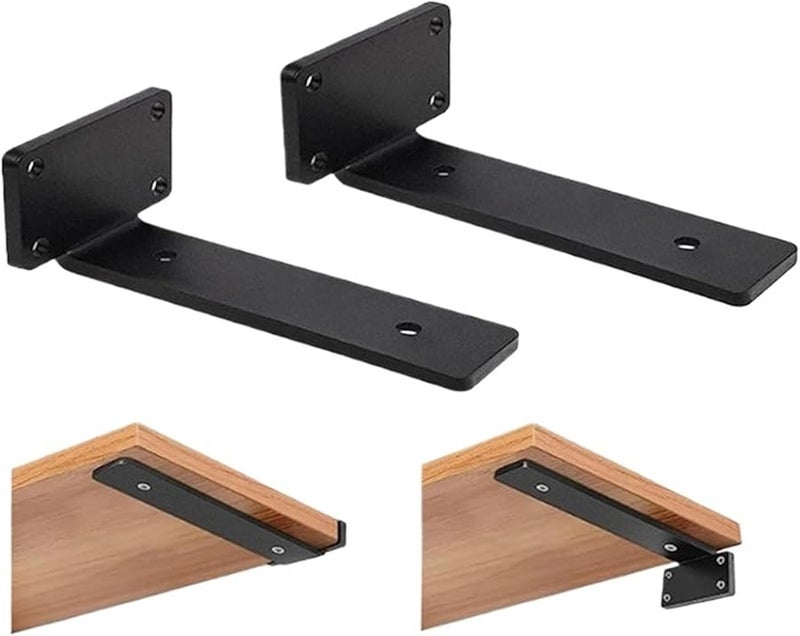 أقواس رف مخفي سميكة A5 مثبتة على الحائط 10 قطع مع دعامة ثلاثية القوائم لرف التخزين - Image 1