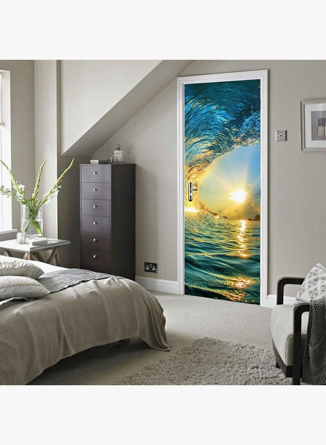 NIBEMINENT 3D Stereo Sea Spray Wall Sticker Blue/Yellow/White 77x200centimeter - Image 4