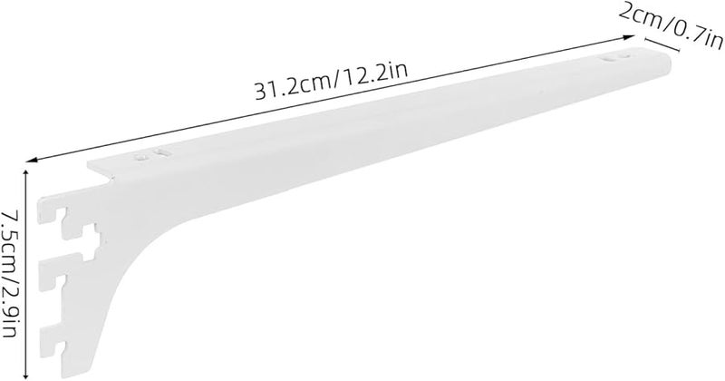 Jojofuny 2 Pack Heavy Duty Steel Closet Rod Brackets White Pegboard Mounted Shelf Support - Image 3