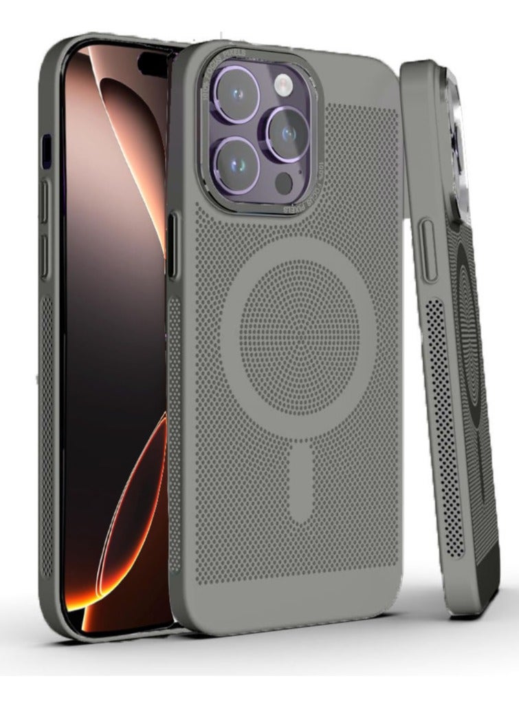 Heat Dissipation Magnetic Case for iPhone 16 Pro Max 6.9 Inch Compatible with MagSafe, Hard Polycarbonate Mesh Breathable Cooling Thin Shockproof Anti-Fingerprint Cover - Image 1
