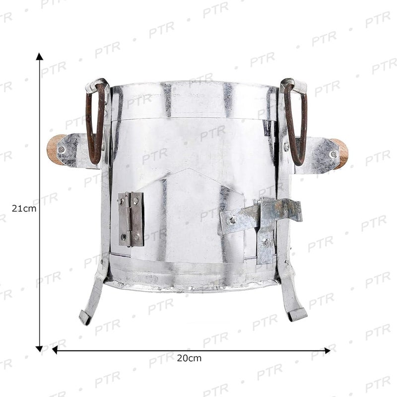 PTR Pure Iron SigdiChulhaGriller Heater OvenIron AshtrayAngeethiCoal Charcoal Stovetandoor with Iron Chimta - Image 2