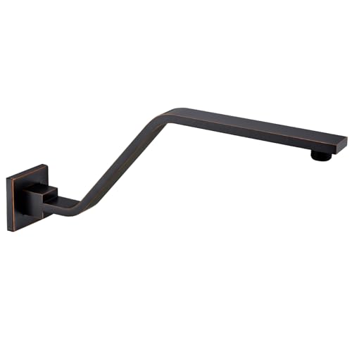 Bestill 16 Inch S Shape Oil Rubbed Bronze Shower Head Arm Square Wall Mounted Shower Arm and Flange Included - Image 1