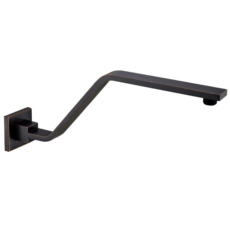 Bestill 16 Inch S Shape Oil Rubbed Bronze Shower Head Arm Square Wall Mounted Shower Arm and Flange Included - Image 2