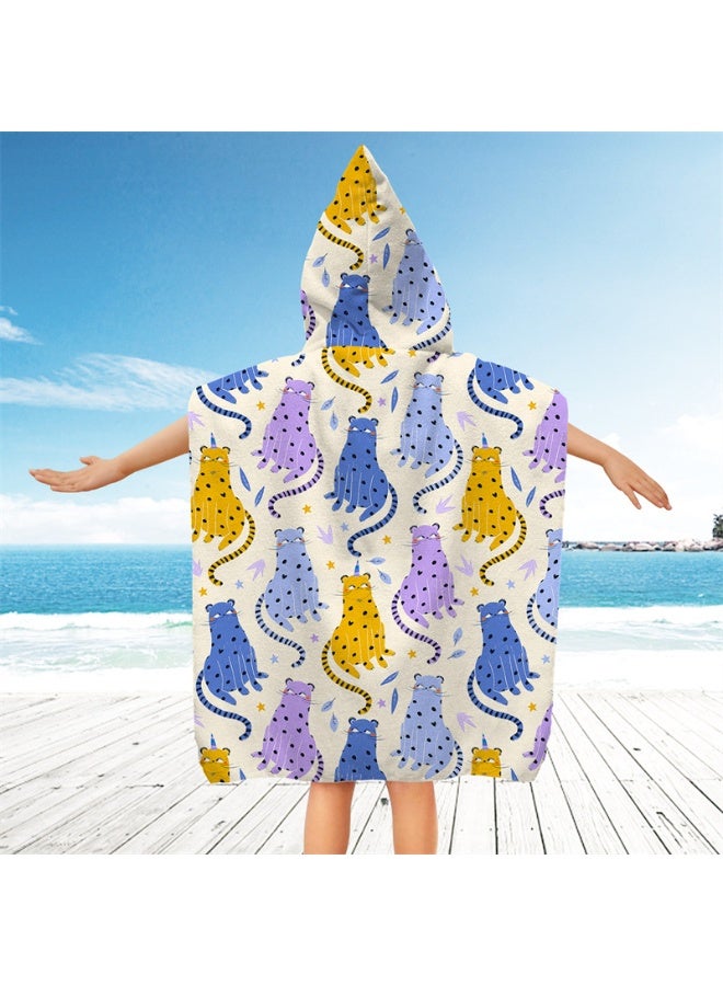 NIBEMINENT Kids Hooded Towel Cape - Microfiber Swim & Beach Bathrobe, Super Absorbent & Quick-Dry Towel for Children (60x60cm) - Image 1