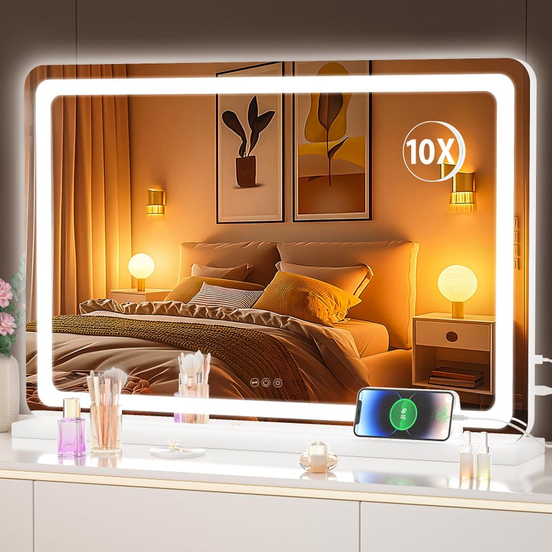Hasipu Vanity Mirror with Lights 315 x 20 LED Makeup Mirror Lighted Makeup Mirror with Dimmable 3 Modes Touch Screen Control Vanity Mirror Round White