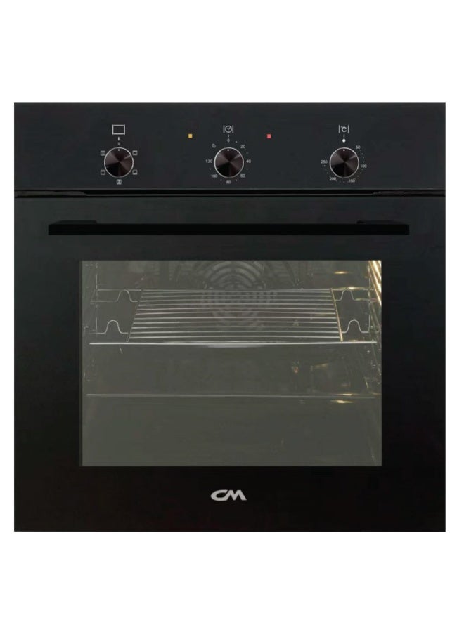 CM SONG NERO Built In Electric Oven 60cm, 65L Kitchen Oven with Convection Fan, 5 Cooking Functions, Electric Oven with Grill, Double Glass Door, Black Built In Oven for Modern Home Kitchen - Image 1
