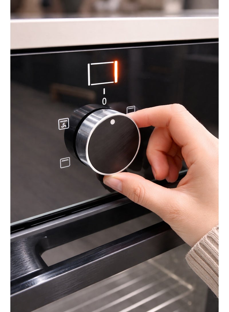 CM SONG NERO Built In Electric Oven 60cm, 65L Kitchen Oven with Convection Fan, 5 Cooking Functions, Electric Oven with Grill, Double Glass Door, Black Built In Oven for Modern Home Kitchen - Image 3