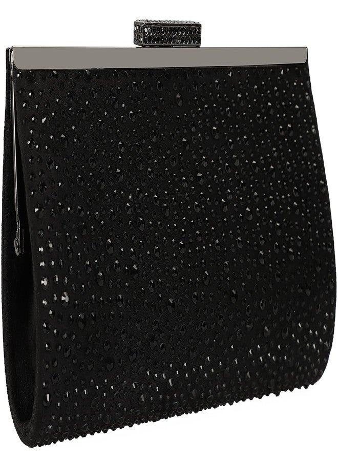 DEXMAY DM DEXMAY Crystal Clutch Purse for Women Rhinestone Frame Clutch Handbag for Party Black - Image 2