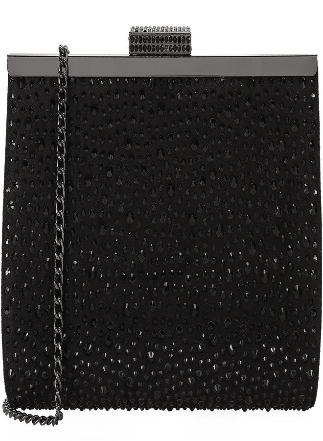DEXMAY DM DEXMAY Crystal Clutch Purse for Women Rhinestone Frame Clutch Handbag for Party Black - Image 1