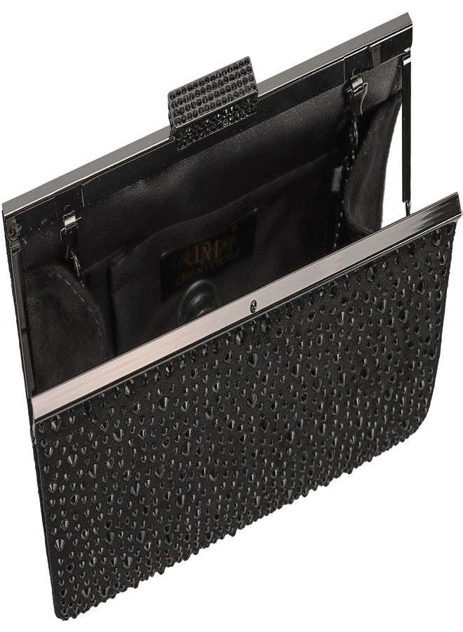 DEXMAY DM DEXMAY Crystal Clutch Purse for Women Rhinestone Frame Clutch Handbag for Party Black - Image 5