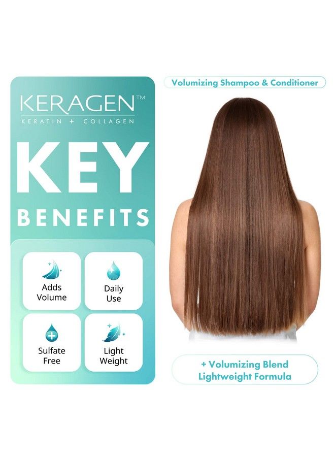 KERAGEN Volumizing Conditioner For Fine Hair With Keratin And Collagen Sulfate Free 32 Oz Add Thickness Hydrates And Enhances Hair Volume With Panthenol Vitamins And Jojoba Oil - Image 4