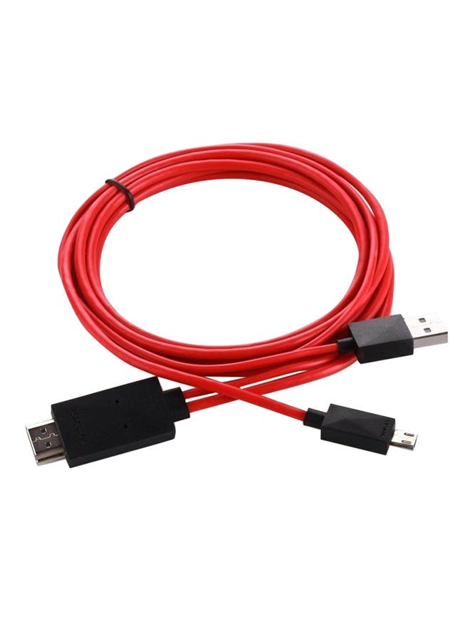 NIBEMINENT MHL Micro USB To HDMI HDTV Cable Red/Black