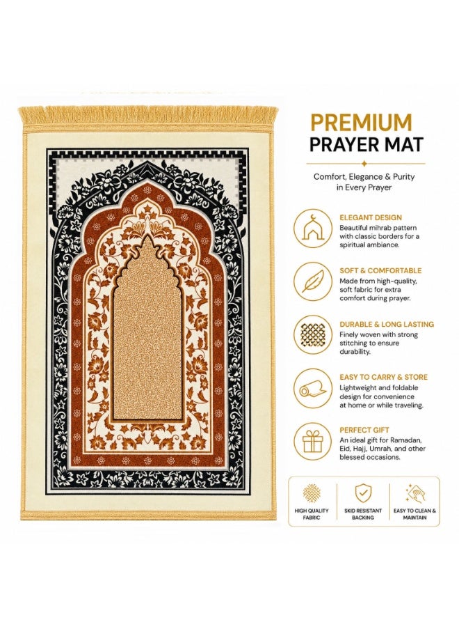 لاكوز سجادة صلاة إسلامية فاخرة (70 × 110 سم) - ناعمة ومريحة، تتميز بنقشة محراب أنيقة وأطراف مزينة بشراشيب، ومصنوعة من نسيج متين مع قاعدة مانعة للانزلاق؛ مناسبة للمنزل والمسجد والسفر - متعددة الألوان. - Image 2