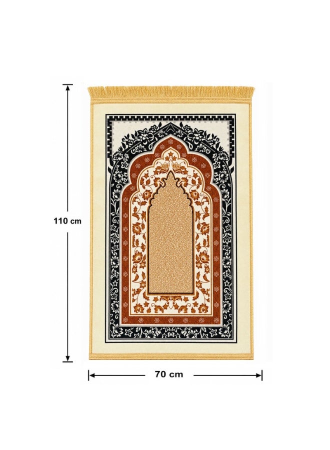 لاكوز سجادة صلاة إسلامية فاخرة (70 × 110 سم) - ناعمة ومريحة، تتميز بنقشة محراب أنيقة وأطراف مزينة بشراشيب، ومصنوعة من نسيج متين مع قاعدة مانعة للانزلاق؛ مناسبة للمنزل والمسجد والسفر - متعددة الألوان. - Image 5