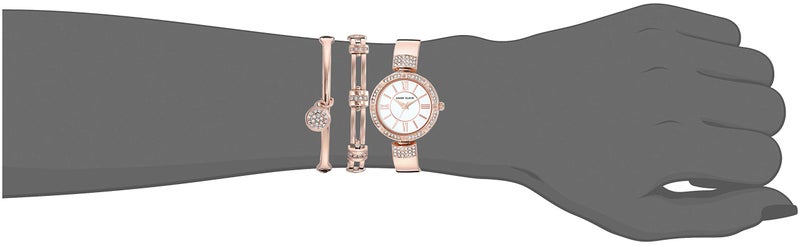Anne Klein Women's Premium Crystal Accented Watch and Bracelet Set Rose Gold - Image 3