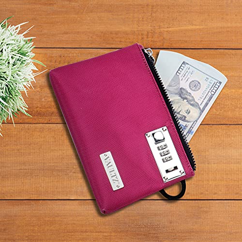 Vaultz Money Bag with Lock - 5 x 7 Inch, Men & Women's Locking Accessories Pouch for Cash, Bank Deposits, Wallet, Medicine, Phone and Credit Cards - BERRY - Image 4