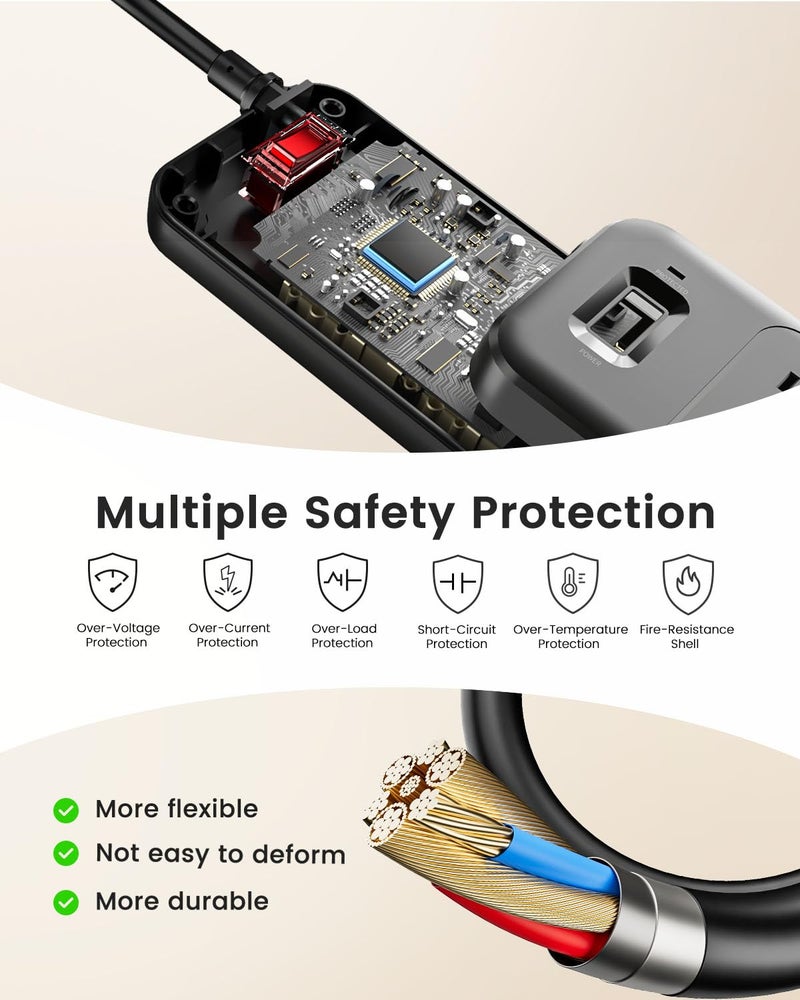 LENCENT 2 Prong Surge Protector Power Strip with USB Ports,Polarized 2 Prong to 3 Prong Outlet Adapter,1700J Surge Protector, 6ft Extension Cord,10 AC Outlets & 4 USB,Non-Grounded Wall Plug Extender - Image 4