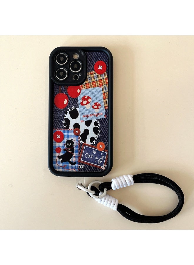 NIBEMINENT Protective TPU Case Cover For iPhone 15 Pro, Cowboy Cat Patch With Chain Strap - Image 1