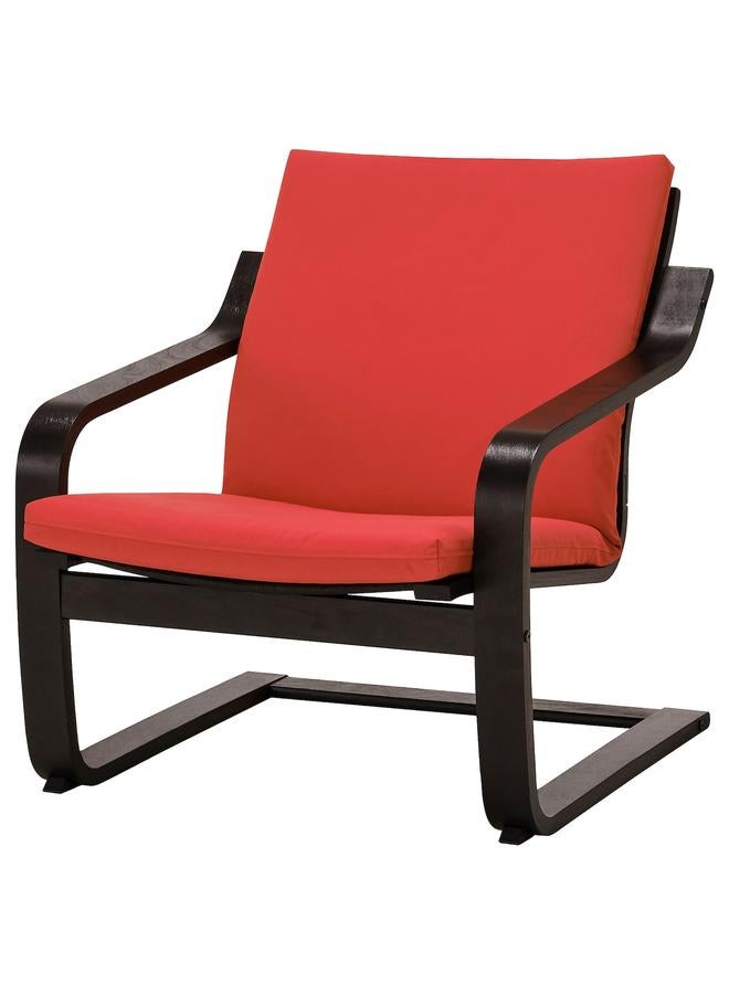 زبون كرسي بذراعين منخفض الظهر، أسود-بني/أحمر فيسل - Image 1