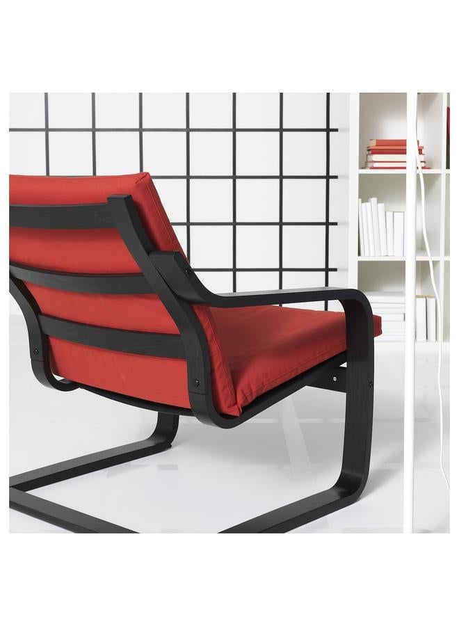 زبون كرسي بذراعين منخفض الظهر، أسود-بني/أحمر فيسل - Image 3