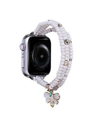 Replacement Strap 3-row Beads Watch Band For Apple Watch Ultra 49mm&Watch Ultra 2 49mm / Series 9&8&7 45mm / SE 3&SE 2&6&SE&5&4 44mm / 3&2&1 42mm White - pzsku/Z4B7239B1FCE012777223Z/45/1746224335/e298fbe3-d7d1-4036-bc95-0310e1a3940d