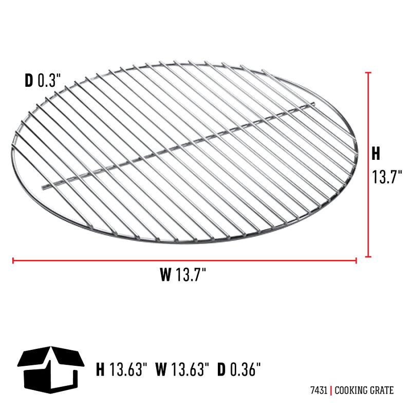 Weber شبكة طهي ويبر، بقطر 13.7 بوصة، فولاذ مطلي ثقيل - Image 2