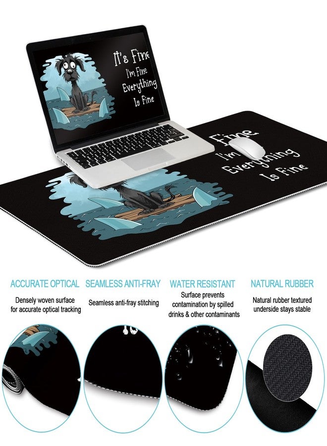LIMKRIAN Funny Dog Mouse Pad Set Large Desk Mat for Desktop, Ergonomic Mouse Pad with Wrist Rest for Desk Gaming Mousepad Wrist Support Keyboard Mat Cup Coaster Set Office Desk Accessories It's Fine - Image 3
