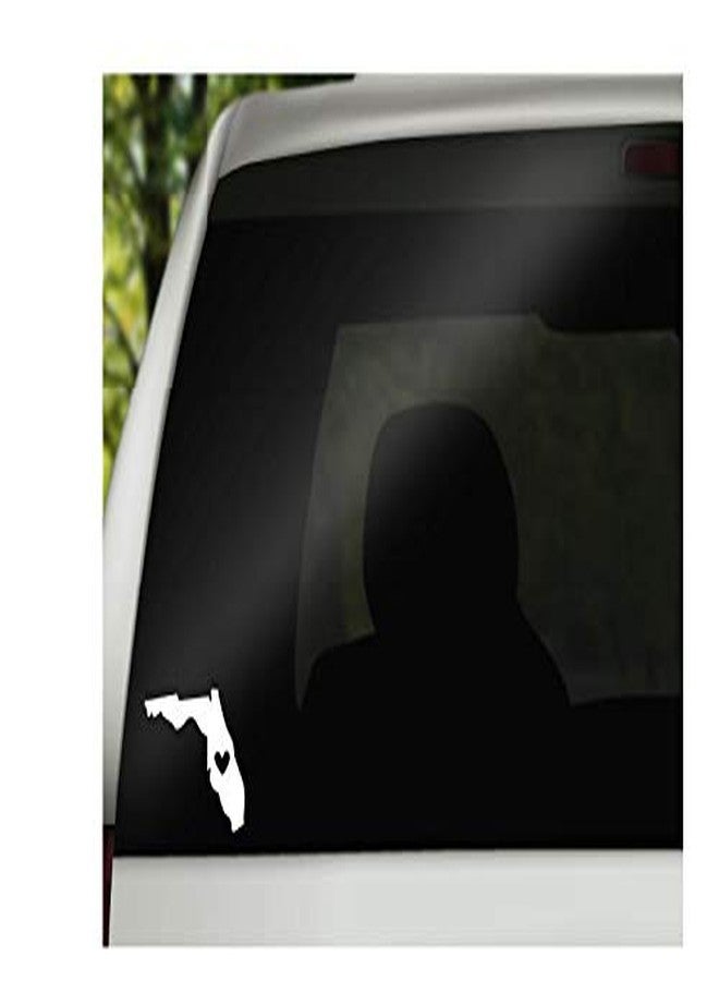 Foxtail Decals ملصق فينيل فلوريدا مع قلب | أبيض | صنع في الولايات المتحدة الأمريكية بواسطة فوكستيل ديكالز | مناسب لنوافذ السيارات، والأجهزة اللوحية، وأجهزة الكمبيوتر المحمولة، وزجاجات المياه، وغيرها | 4.5 × 3.9 بوصة - Image 2