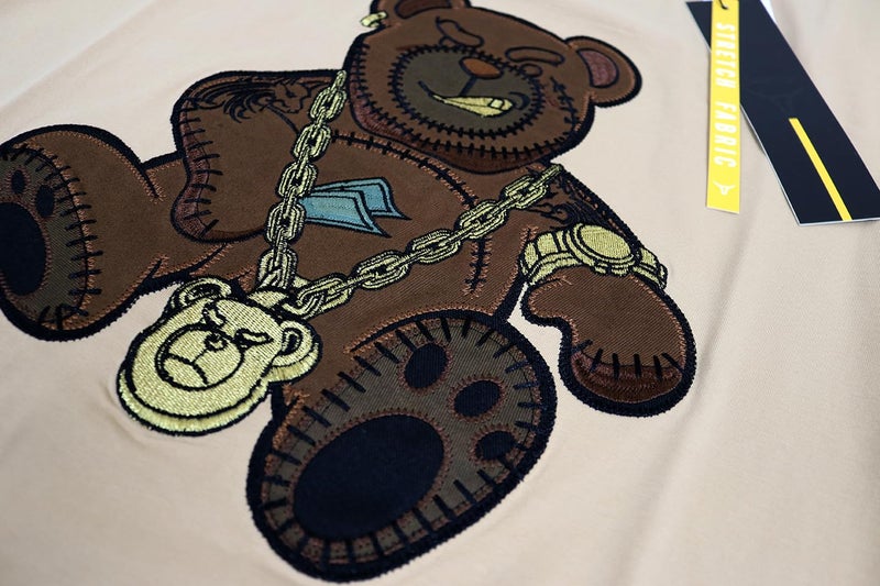 SCREENSHOTBRAND-S11910 Mens Hip-Hop Ultra Premium Tee Goldchain Teddy Bear Cartoon Print T-Shirt-Khaki-Small - Image 5