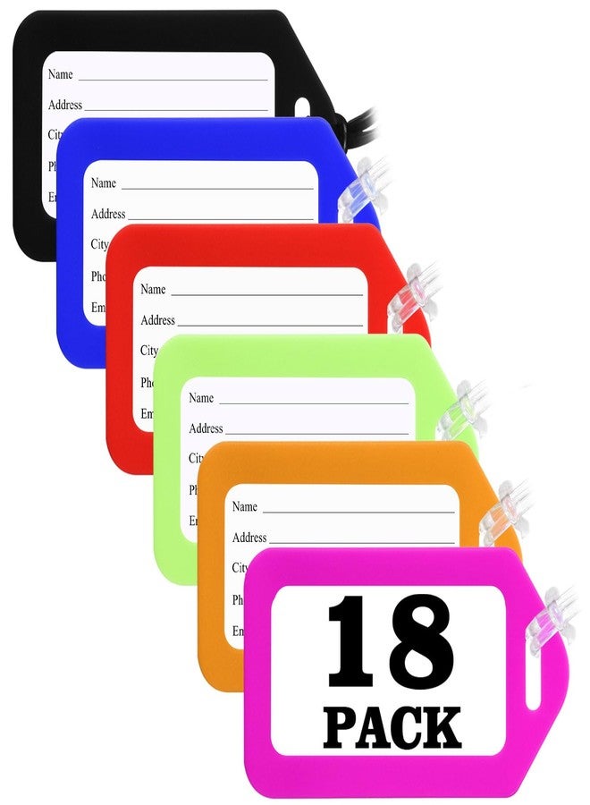 Sodsay 18 Pack Luggage Tag Bright Luggage Tags for Suitcases Bag Tags Name Tags for Kids Travel Accessories Must Haves (18 Pack Mixed Colors) - Image 1