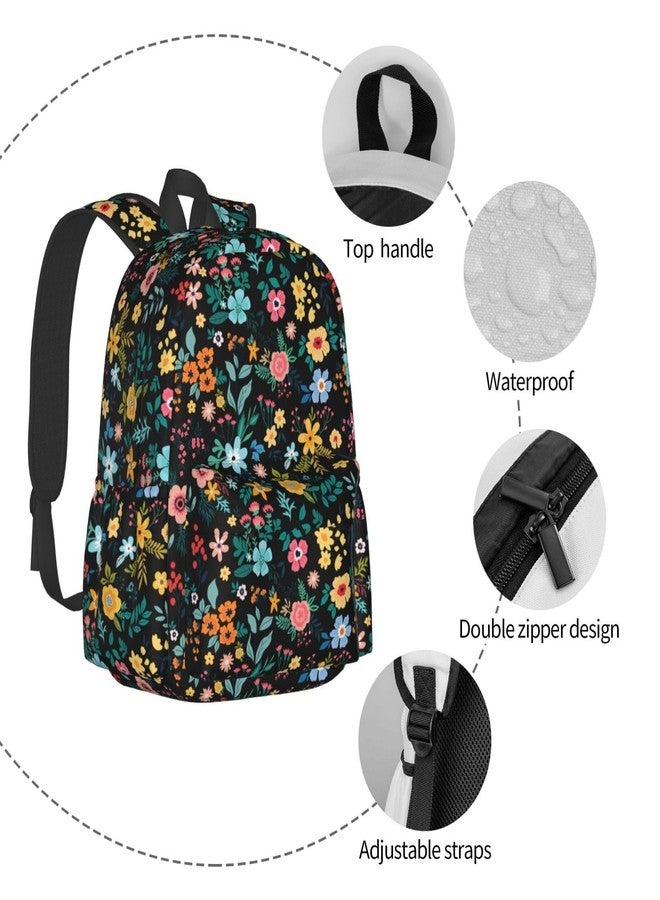 ACDRUING Multi Flowers Waterproof Backpack Adjustable Shoulder Straps Bag Large Capacity Casual Daypack Bookbag For Travel Work - Image 5