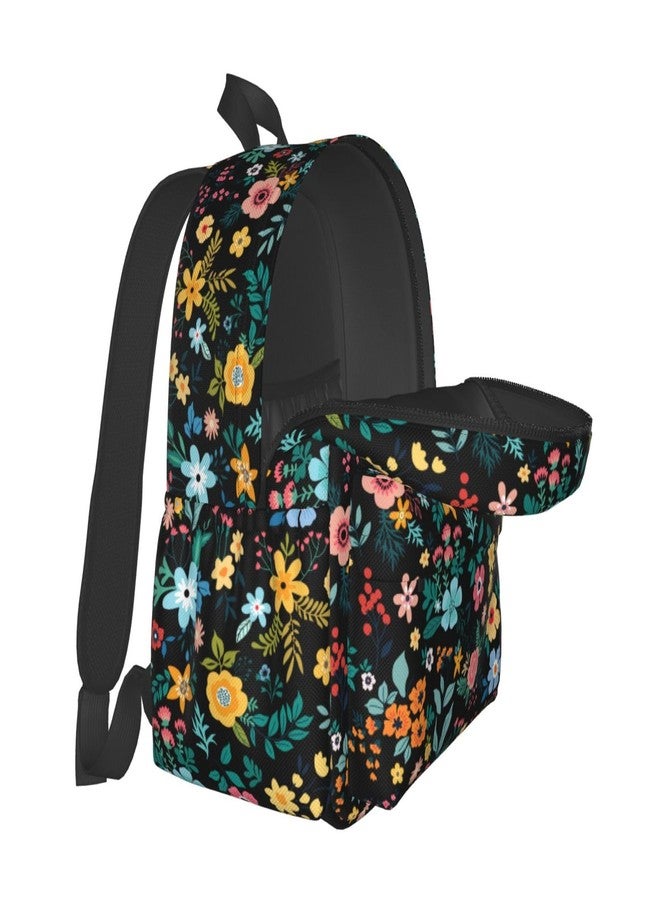 ACDRUING Multi Flowers Waterproof Backpack Adjustable Shoulder Straps Bag Large Capacity Casual Daypack Bookbag For Travel Work - Image 3