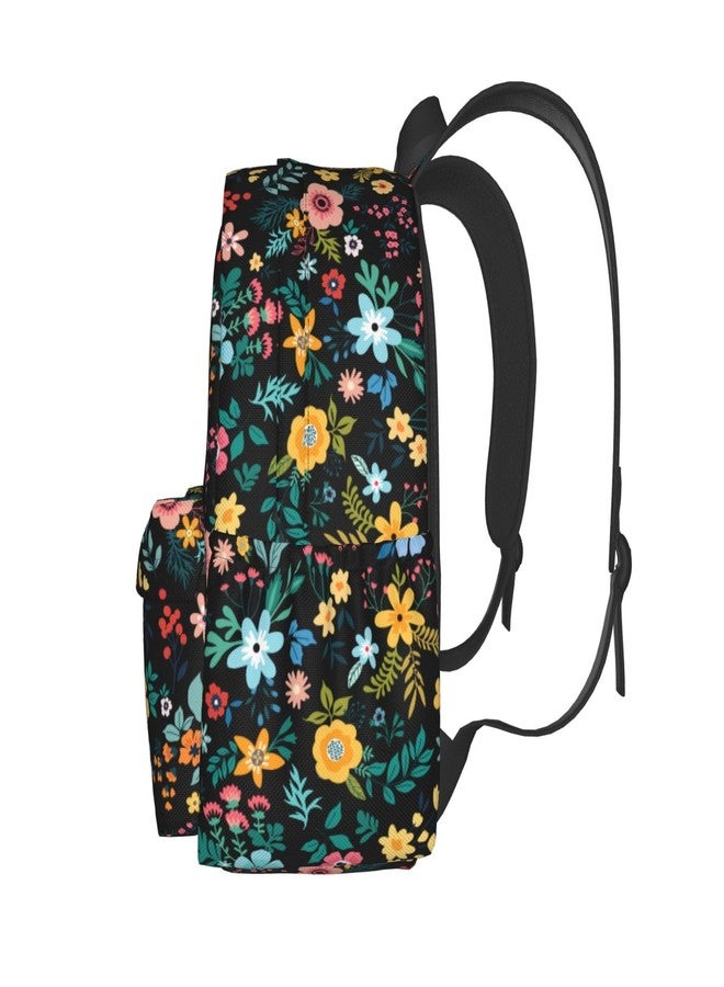 ACDRUING Multi Flowers Waterproof Backpack Adjustable Shoulder Straps Bag Large Capacity Casual Daypack Bookbag For Travel Work - Image 2