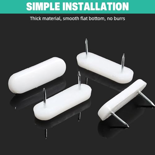 Serplex® Furniture Glide Nails for Wooden Chair Legs, 30Pcs Oval Nail-On Floor Protectors with Plastic Pads Anti-Scratch Nail Furniture Sliders for Hardwood & Tile Floors - Image 4