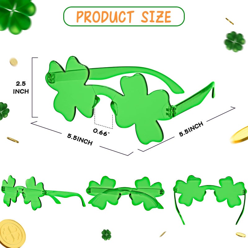 MGparty 10 Pairs St. Patrick's Day Shamrock Glasses Irish Lucky Green Clover Sunglasses Saint Patricks Accessories Party Favor Supplies - Image 2