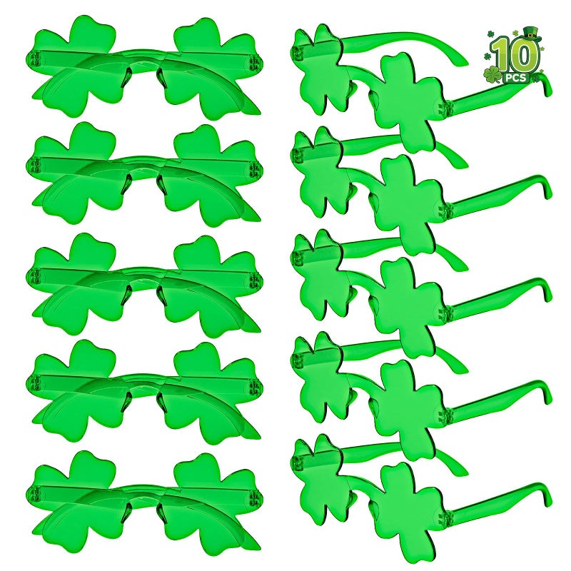 MGparty 10 Pairs St. Patrick's Day Shamrock Glasses Irish Lucky Green Clover Sunglasses Saint Patricks Accessories Party Favor Supplies - Image 1