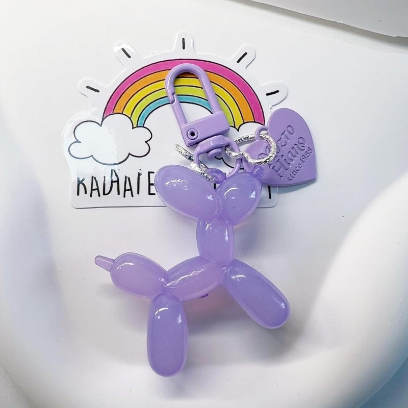 Cute Balloon Design Keychain: Purple Epoxy Resin Alloy - Unique Dog-Shaped Multiuse Keychain for Women, Girls, Car Key & Bag Decoration - Image 3