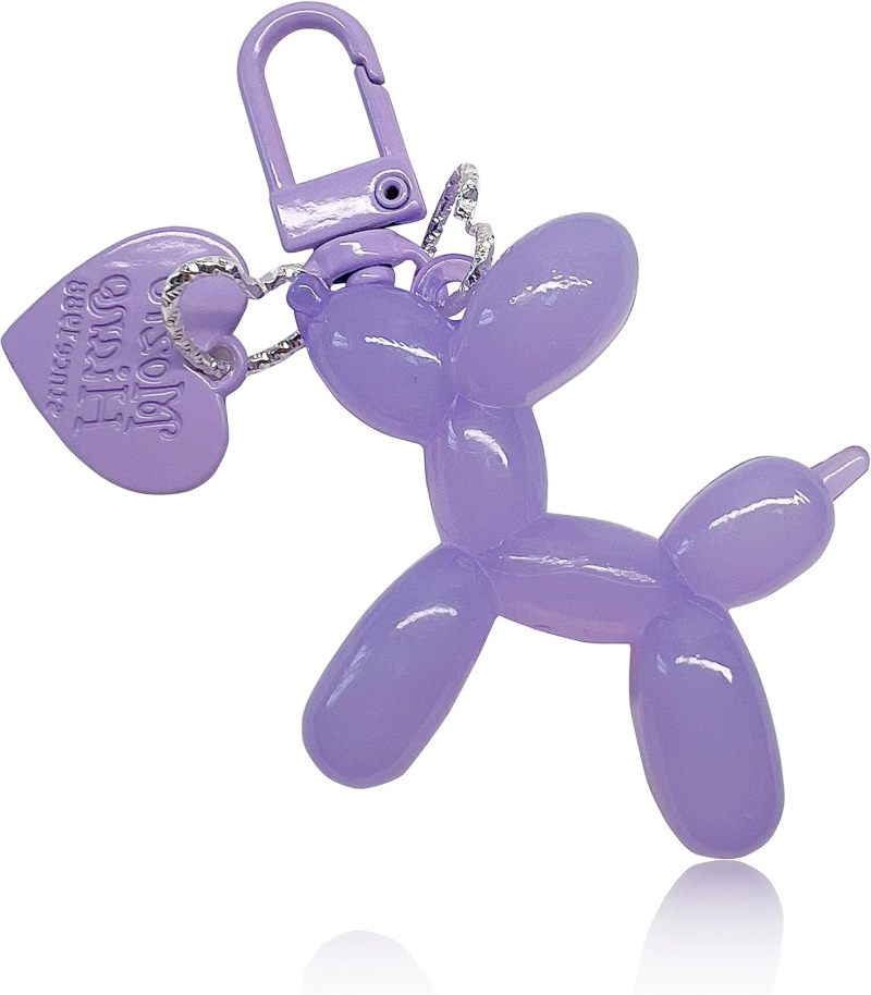 Cute Balloon Design Keychain: Purple Epoxy Resin Alloy - Unique Dog-Shaped Multiuse Keychain for Women, Girls, Car Key & Bag Decoration - Image 2
