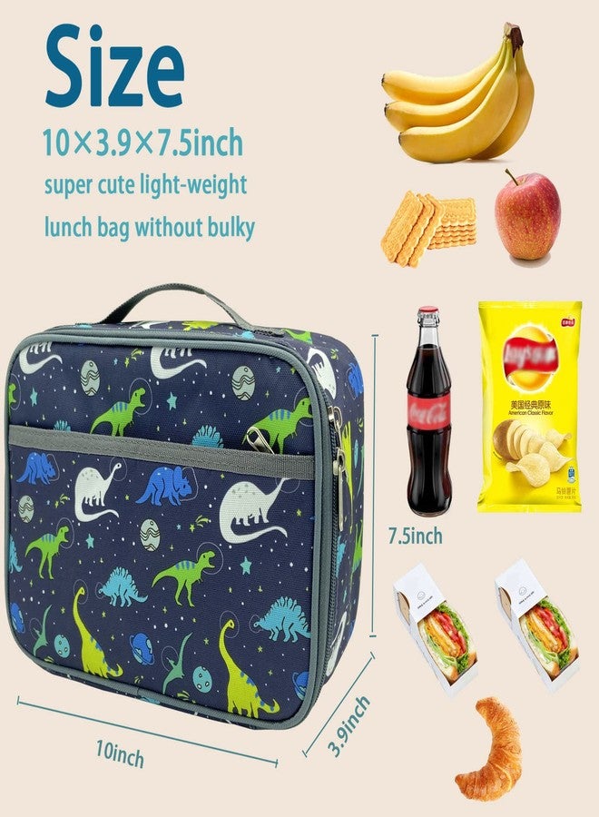 Kulle Dinosaur Lunch Box for Kids, Insulated Lunch Bag for Boys, Large Capacity Thermal Tote for School, Office, Daycare - Dinosaur Planet Design, Washable & Leakproof - Image 3