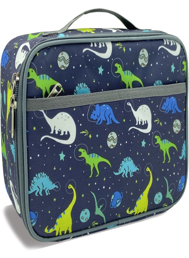 Kulle Dinosaur Lunch Box for Kids, Insulated Lunch Bag for Boys, Large Capacity Thermal Tote for School, Office, Daycare - Dinosaur Planet Design, Washable & Leakproof - Image 1